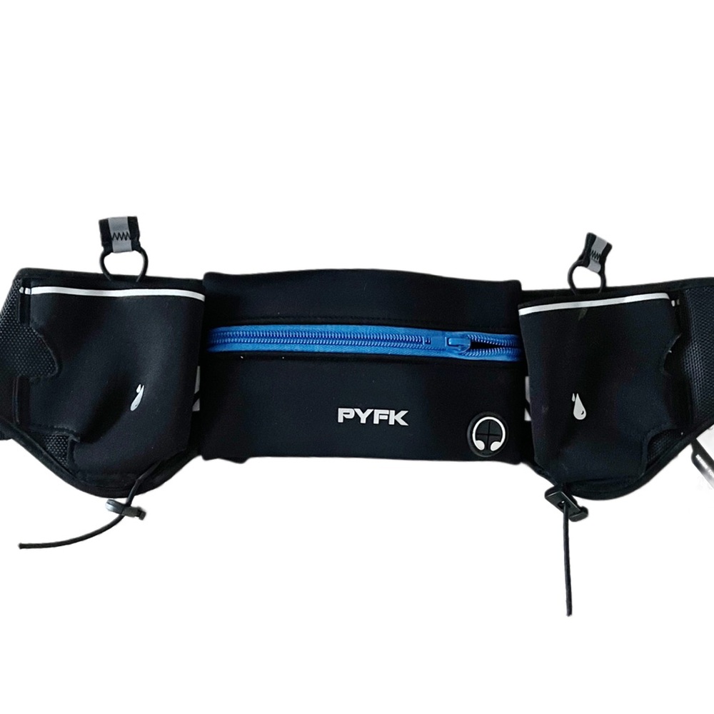 PYFK Black Running Belt with Blue Zipper